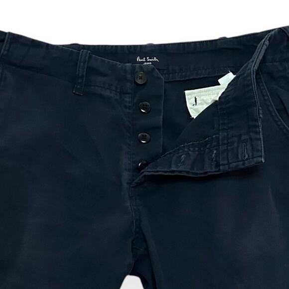 PAUL SMITH Chino Shorts Flat Front Button Fly Navy Blue Mid Rise Stretch Slim 30 - Picture 3 of 8